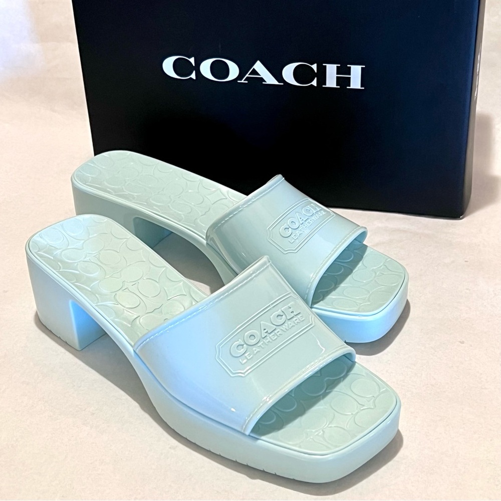 Coach Scarlett Rubber Block Heel Sandals Size 9 Black - Picture 13 of 13